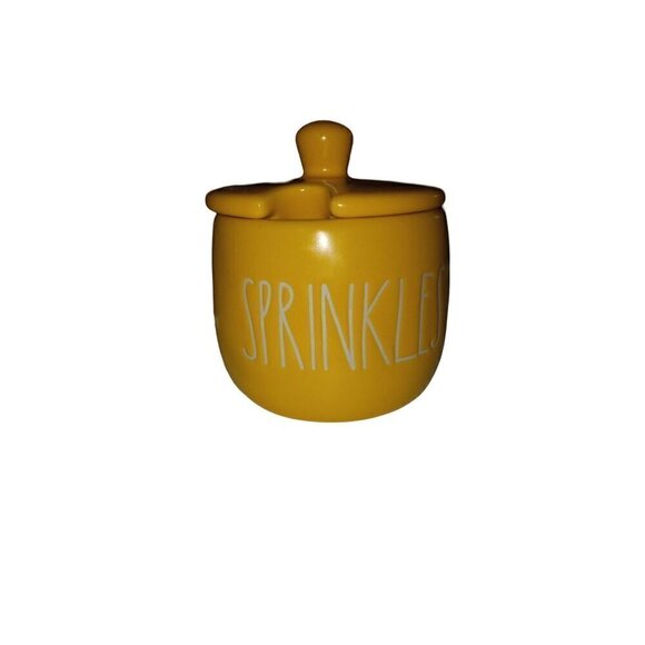 RAE DUNN Yellow "Sprinkles" Collection Canister Jar Ice Cream Bar Fun Summer - Picture 1 of 5
